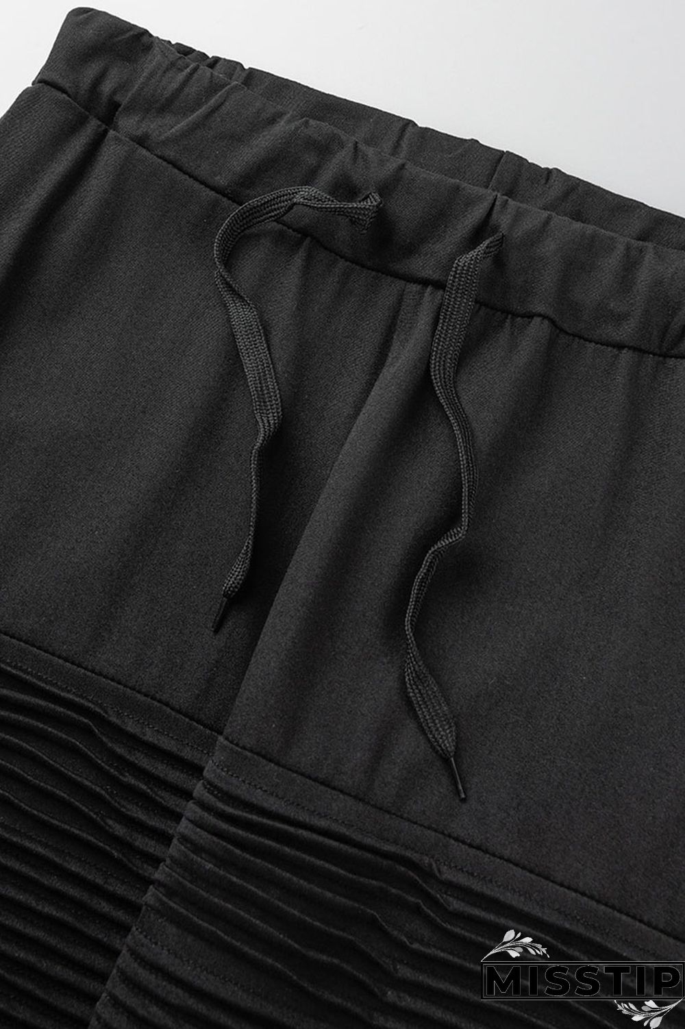 Black Casual Solid Patchwork Oblique Collar Short Sleeve Two Pieces