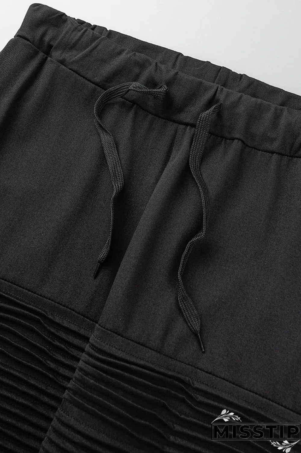 Black Casual Solid Patchwork Oblique Collar Short Sleeve Two Pieces