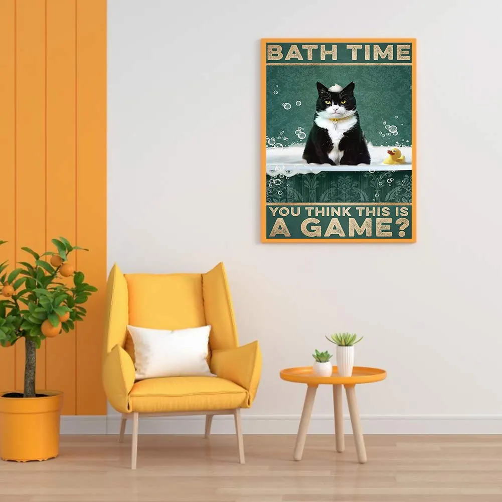 Full Round Diamond Painting 40*50cm - Cow Cat Poster