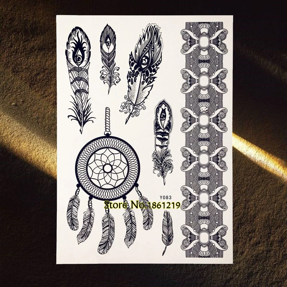 25 Styles Popular Black Temporary Tattoo Fake Dandelion Fairy Tatoo Women Lady Body Art Decals Waterproof Henna Tattoo Stickers