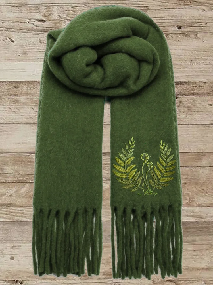 VChics Forest Fern Embroidery Art Cozy Scarf