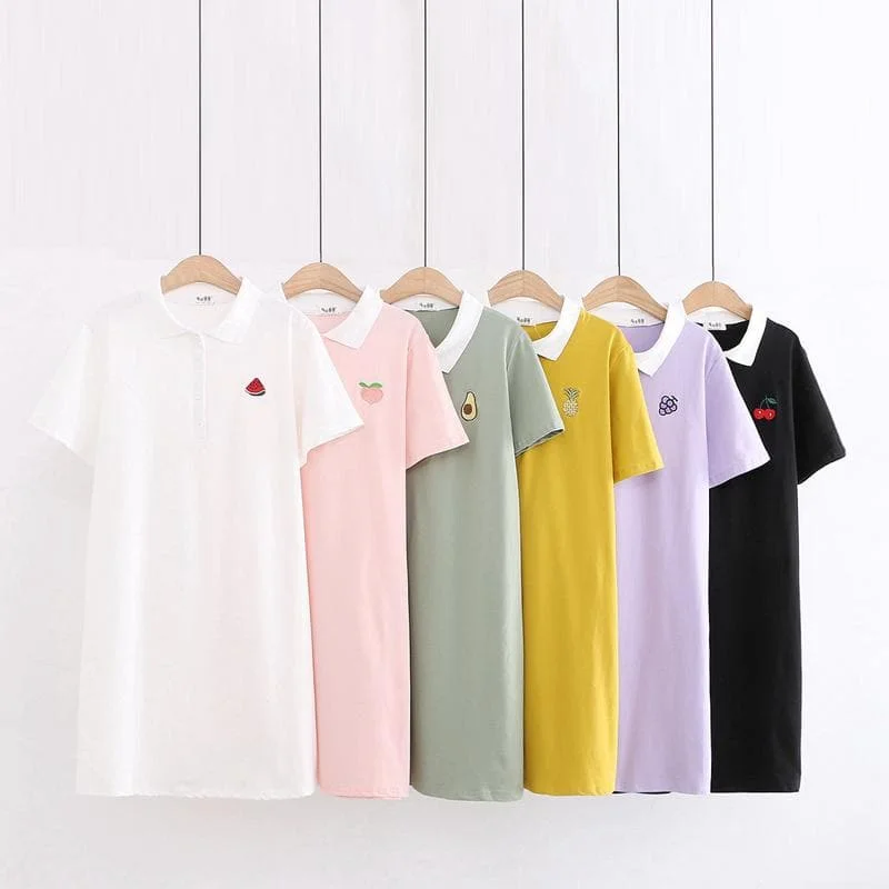Cartoon Fruit Embroidery Straight Dress SP14959