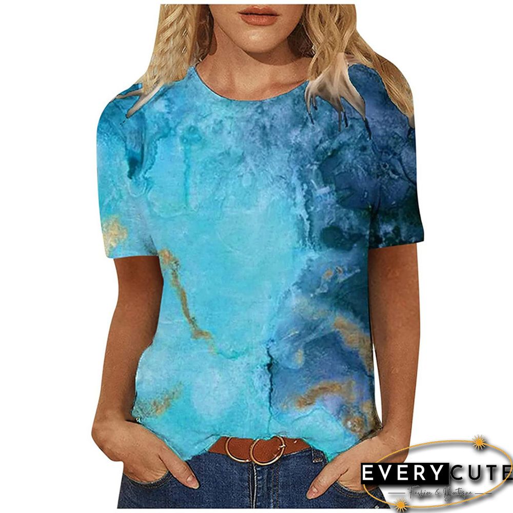 Women 3D Landscape Painting Positioning Sunflower Print T Shirt New Summer Vintage Casual Short Sleeve O-Neck Size Top