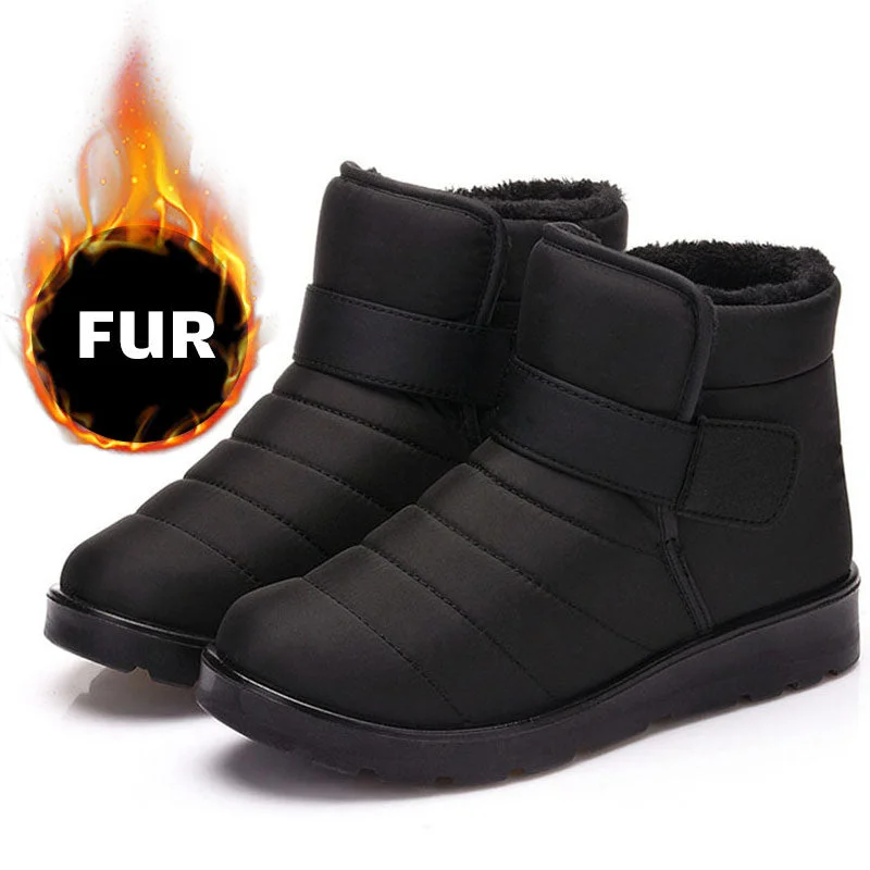 Men Winter Snow Boots Male Fur Ankle Boots Men Shoes Warm Plush Men Outdoor Work Shoes Unisex Waterproof Winter Boots Plus Size