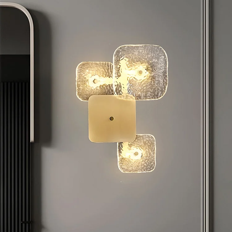 Creative Rounded Square Glass Copper LED Modern Wall Sconce Lighting - Appledas