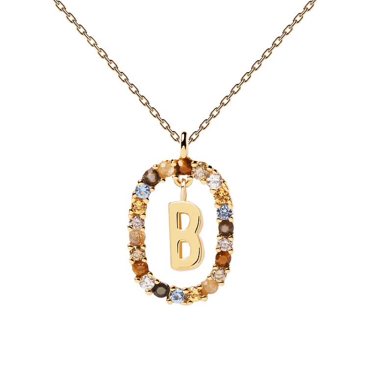 Personalized Gold Initial Gemstone Necklace
