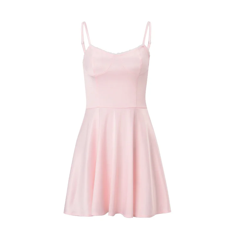 Uveng Uveng Summer New Sexy V-Collar Advanced Temperament Slim Condole Dress Fluffy Short Skirt