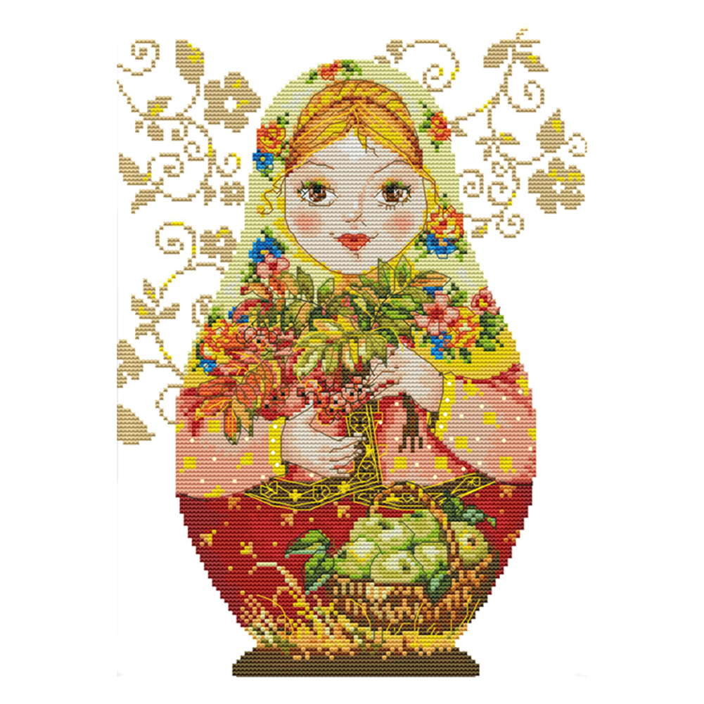 

Russian Doll - 14CT Stamped Cross Stitch - 28*37CM, 501 Original