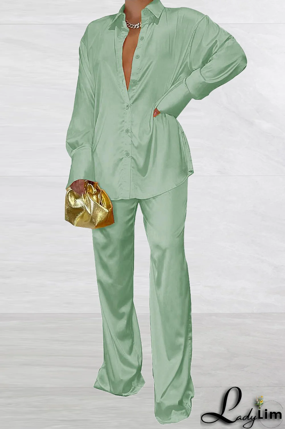 Coffee Casual Solid Patchwork Turndown Collar Long Sleeve Two Pieces