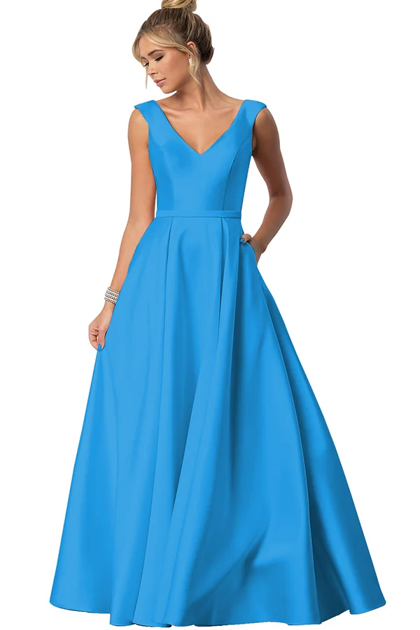 Peacock Sheath V-Neck Backless Long Bridesmaid Dress with Slit