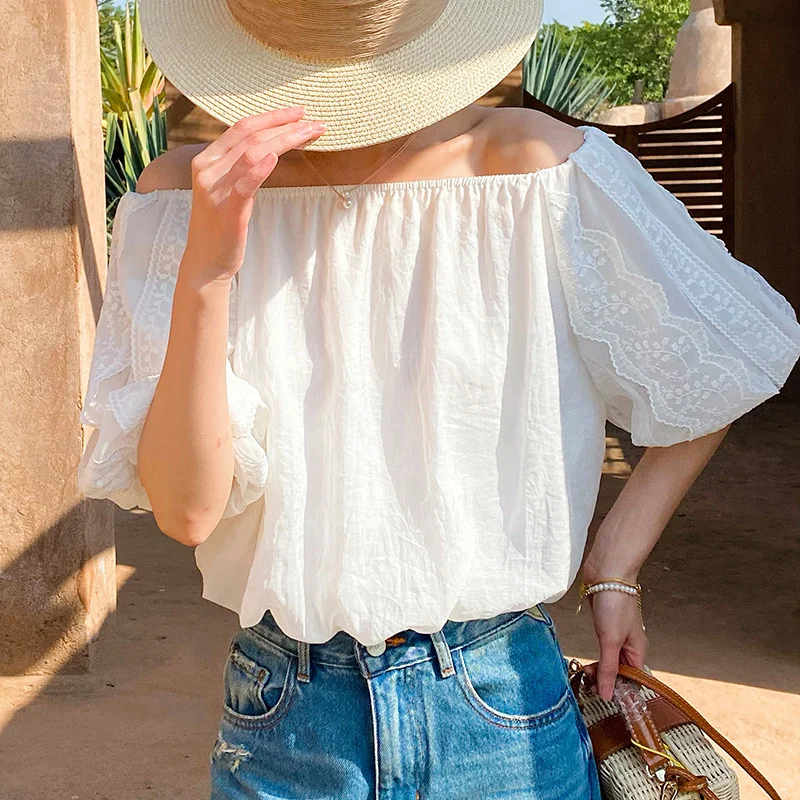 Uveng Uveng France Holiday Set Women's White Small Shirt Fairy White Half Dress Skirt Summer New Shenzhen South Oil Women's Clothing