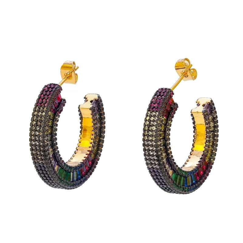 1 Pair Casual Minimalist Streetwear C Shape Plating Copper Zircon Copper Earrings