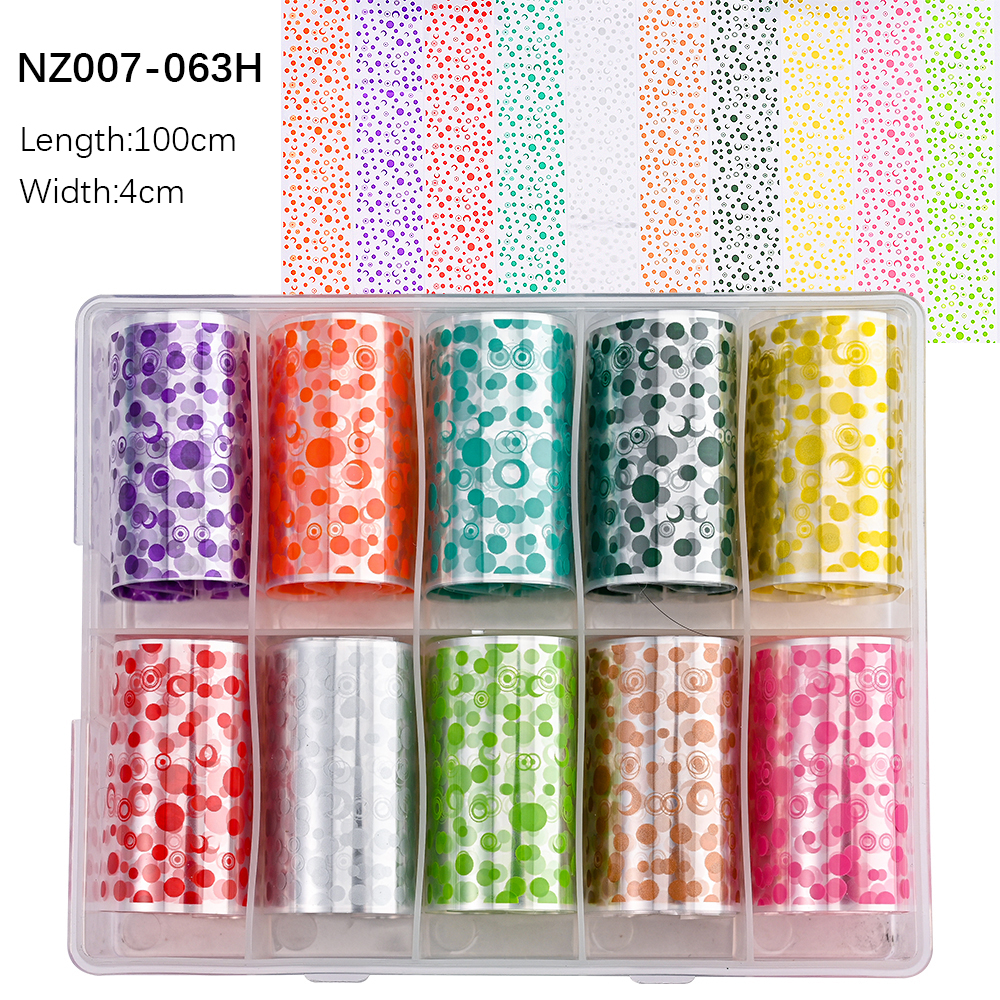 Kissbake 10pcs 4x100cm Nail Transfer Foil Paper Sticker Set Luxury Foil Nails Logo Transfer Nail Stickers Designer Fashion Nail Art Decal