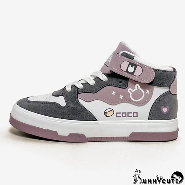 Cartoon Colorblock High Top Plush Sneakers