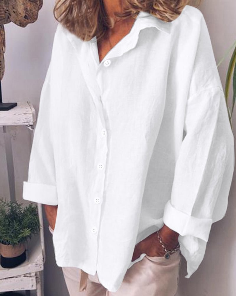 Casual Cotton and Linen Long Sleeve Shirt