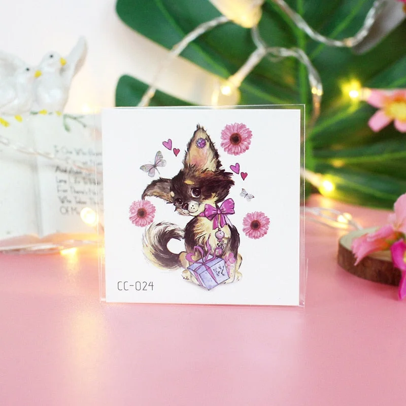 Cartoon Cat and Dog Face Stickers Tattoo Stickers Waterproof Girl/Child Cute Makeup Stickers Small Tattoo Pet Temporary Tattoos