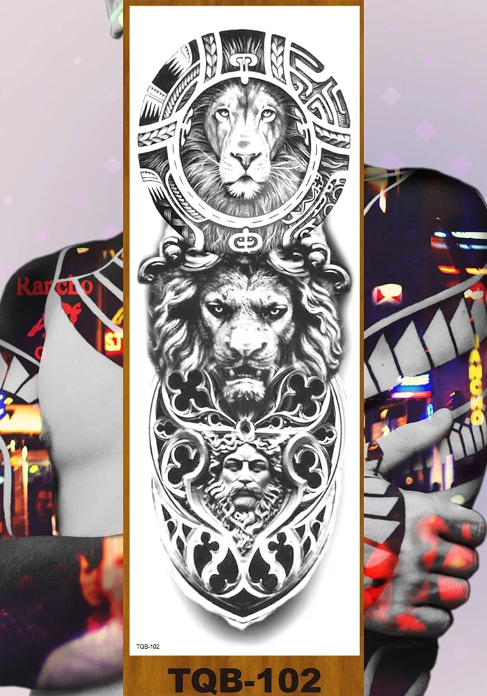 Full Flower Arm Temporary Tattoo Stickers Man Woman Girl Body Leg Fake Tatoo Sexy Fox Bear Owl Cheetah Tiger Timberwolves Lion