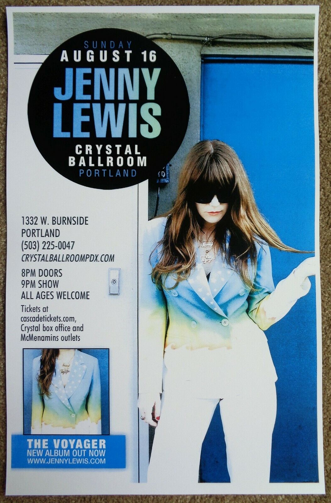 JENNY LEWIS 2015 Gig POSTER Portland Oregon Concert RILO KILEY