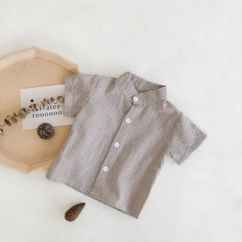 Summer Plaid Baby Bodysuits and Blouse 2 pcs New 2020 Fashion Baby Clothing Little Pumpkin Infant Girls Boys Clothes Set