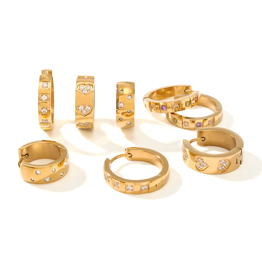 IG Style Round Geometric Stainless Steel Electroplating Earrings