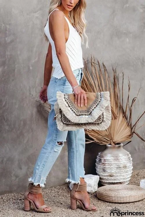 Crochet Hollow V Neck Tank