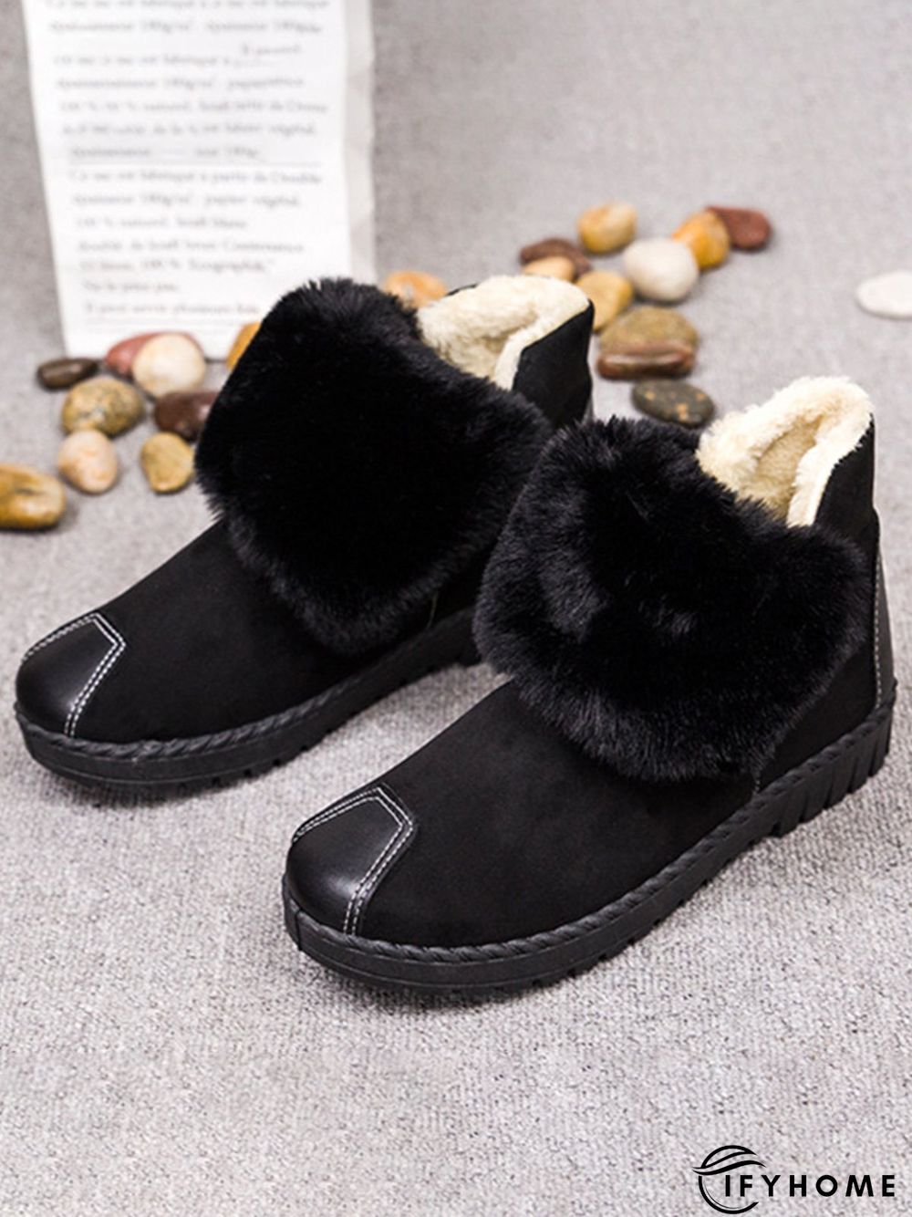 Casual Anti-collision Stitching Plush Warm Snow Boots | IFYHOME