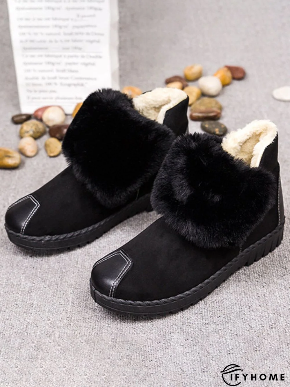 Casual Anti-collision Stitching Plush Warm Snow Boots | IFYHOME