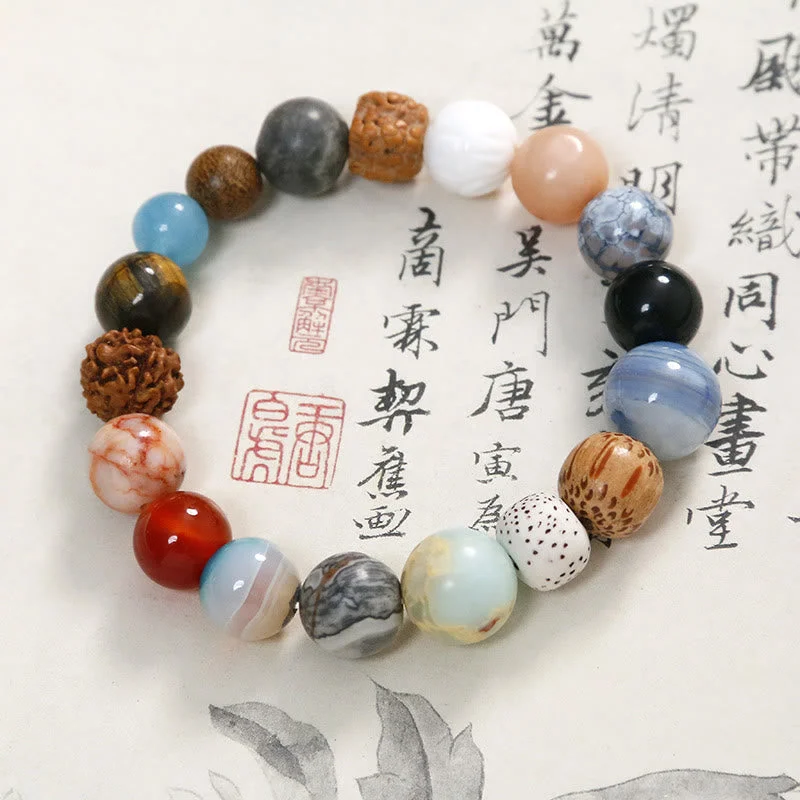 Natural Bodhi Seed Crystal Stone Agate Keep Away Evil Spirits Bracelet