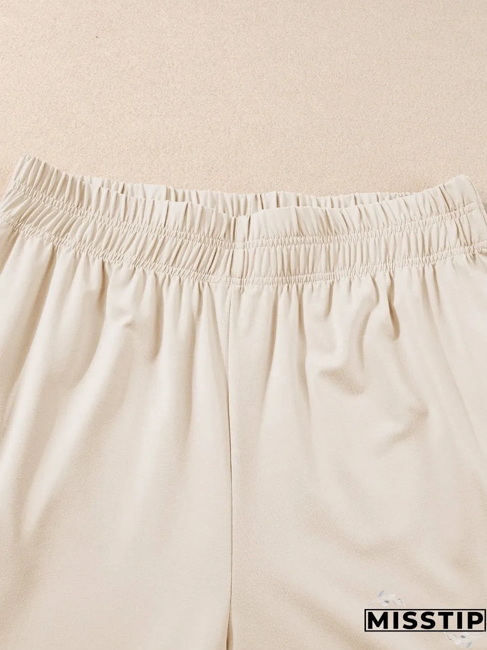 White Raw Edge Loose Tee and Wide Leg Pants Matching Set