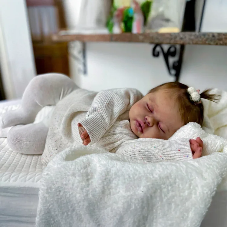  [New] 20" Reborn Lifelike Asleep Baby Girl Sarkin Cloth Body Reborn Doll Set with Heartbeat - Reborndollsshop®-Reborndollsshop®