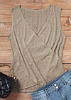 Wrap V-Neck Casual Tank - Apricot
