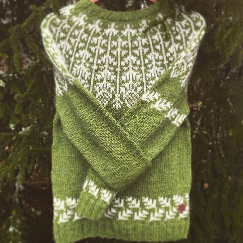 Vintage Icelandic Knitted Jacquard Sweater (Unisex)