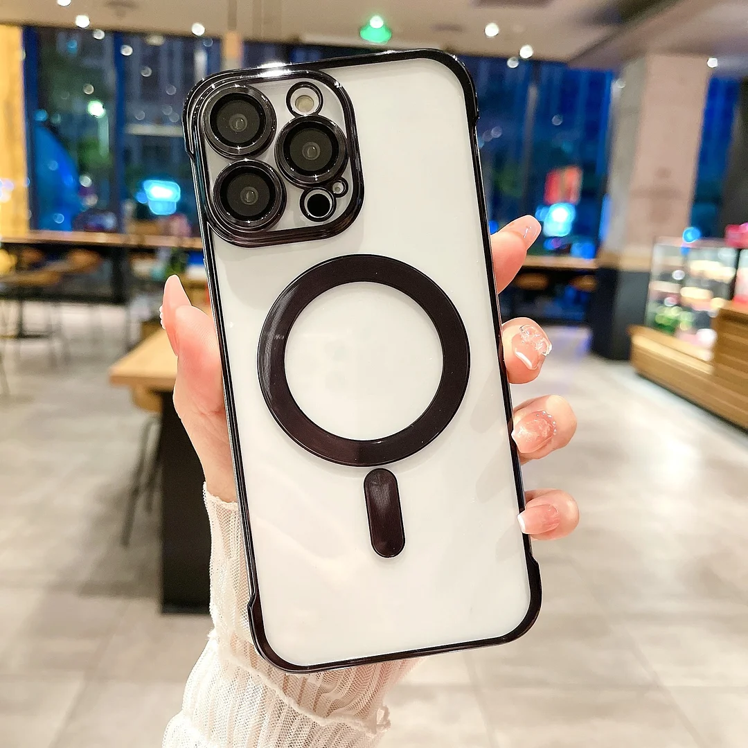 Transparent case without bezel for iphone with magnetic suction cup