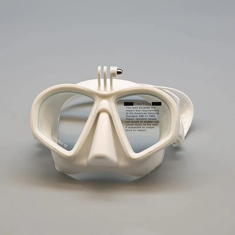 Tempered Glass Diving Mask With Storge Box, Waterproof And Anti Fog Electroplating Goggles With J-shaped Bracket For Camera