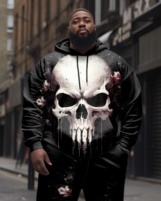 Men's Big and Tall Skull Street Long Sleeve Hoodie Set