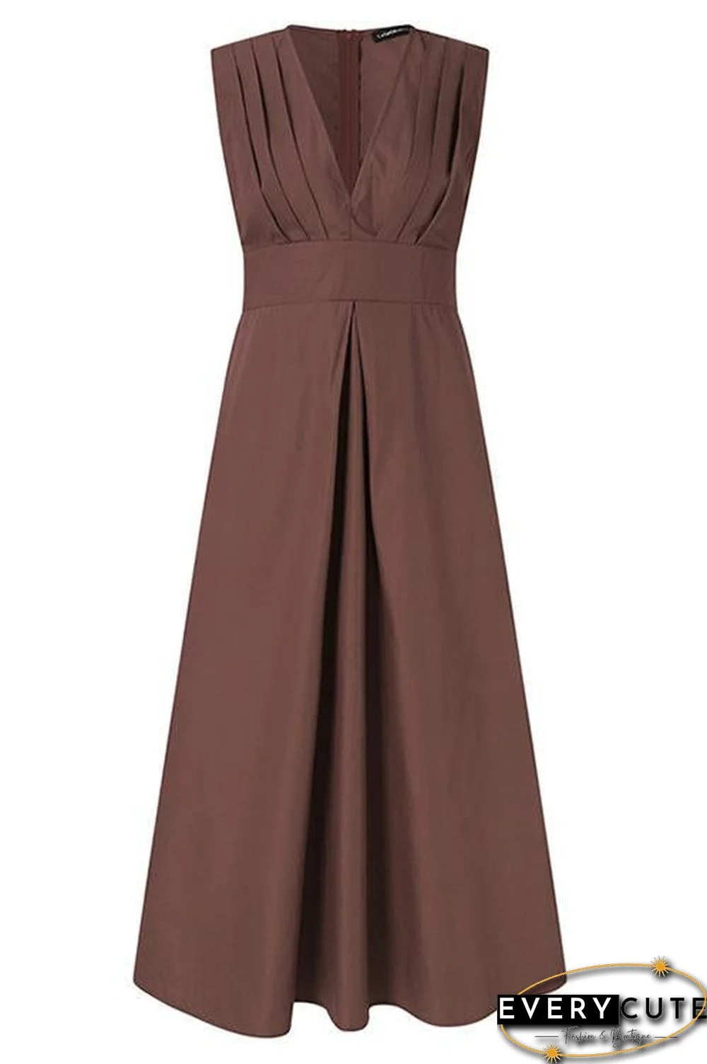 Linen Blend Unique Printed V-Neck Hollow Backless Lace-Up Holiday Maxi Dress main image 0