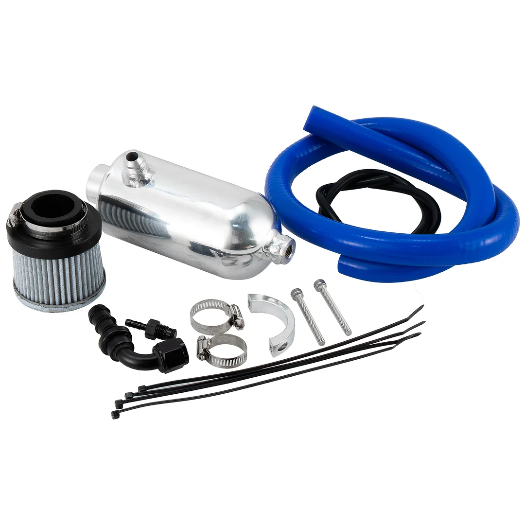 Alloyworks Dual Baffle Oil Catch Can Kit For Can-Am Maverick R All Models Sliver