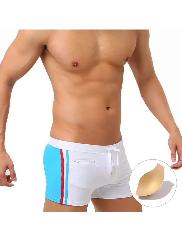 Colorblocked Fashion Flat Corner Trunks With Cups