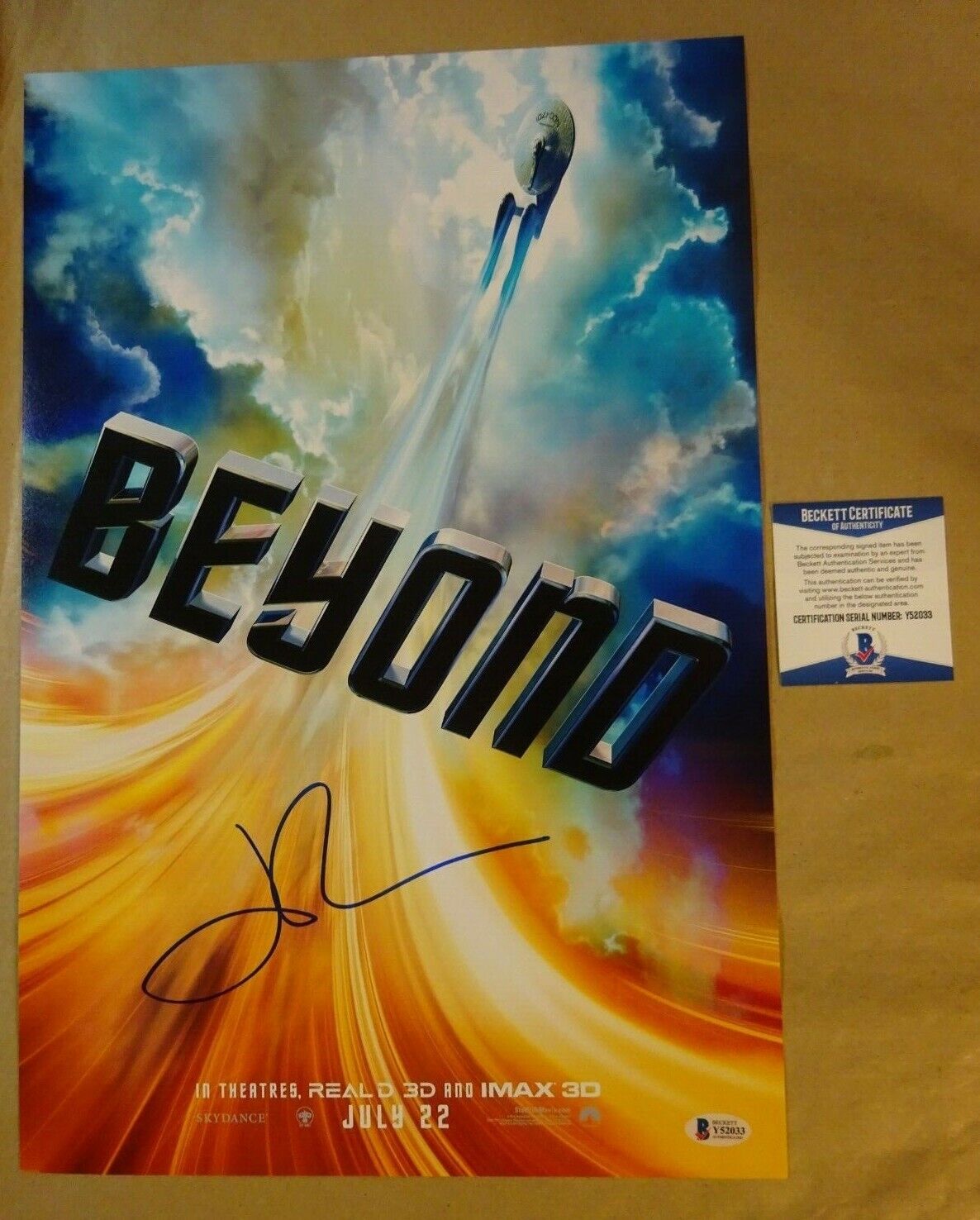 Signed JOHN CHO Autographed STAR TREK BEYOND 12x18