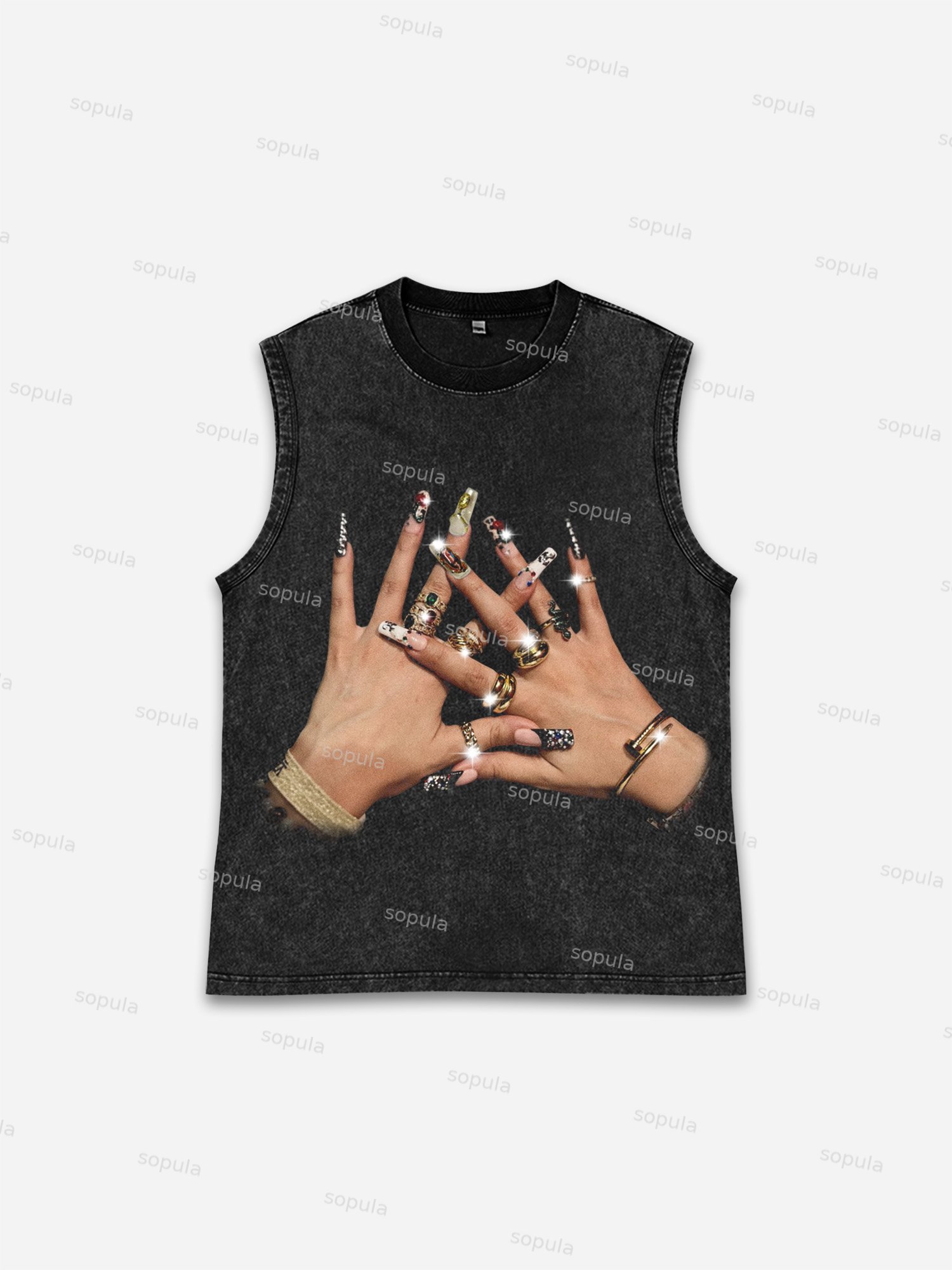 God Religion Trendy Nail Art Graphic Tank Top - SOPULA