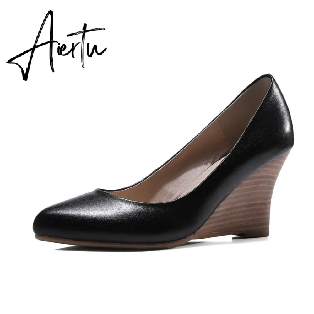 Ins hot women's Genuine Leather shoes 22-24.5 cm Cowhide high heels Fashion casual pumps Spring and autumn wild sweet and sexy Aiertu