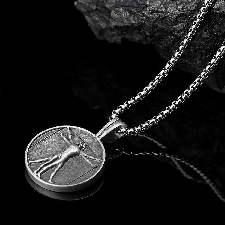 Vintage Renaissance Element Pure Pewter Non Tarnish Pendant Stainless Steel Chain