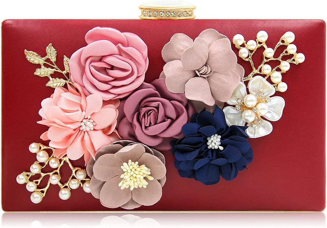 Evening Bag for Women, Flower Wedding Evening Clutch Purse Bride Floral Clutch Bag