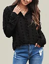 Elegant Button Fuzzy Polka Dot Shirt