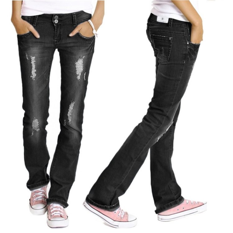 Mid Waist Sales Women's Jeans Ripped Slimming Sexy Trousers