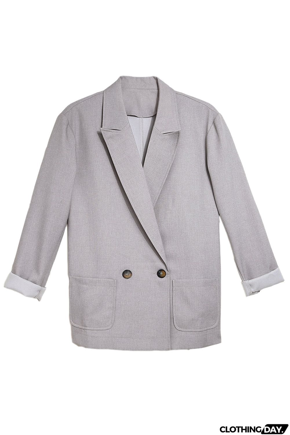 Buttoned Lapel Collar Blazer with Pocket