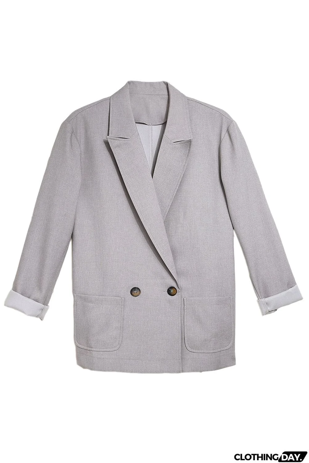 Buttoned Lapel Collar Blazer with Pocket