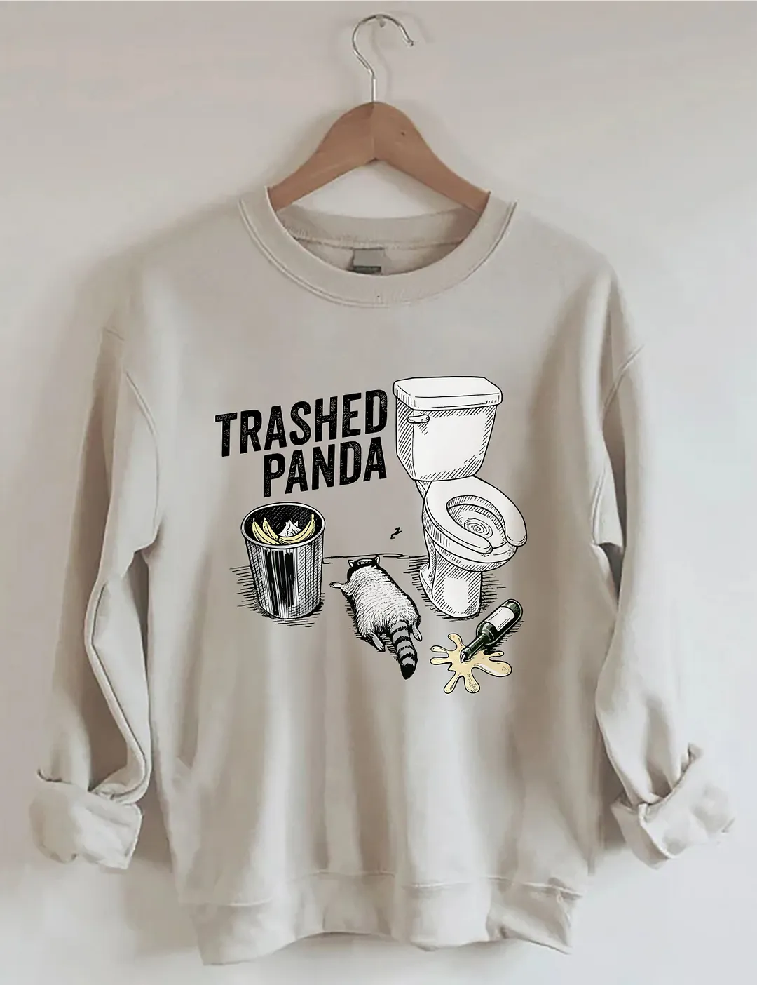 Trashed Panda Funny Drunk Raccoon Sweatshirt