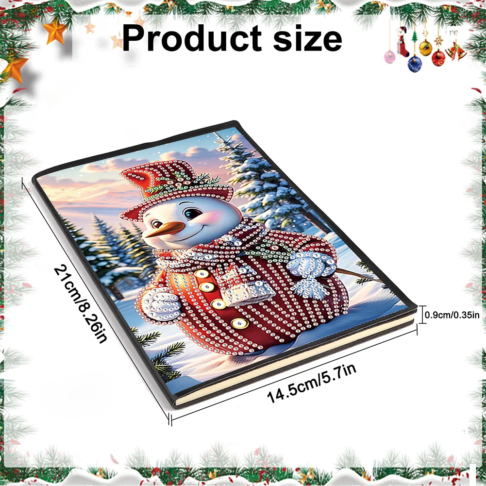 Snowman A5 Size Diamond Painting Notebook Set with 4Pcs Bookmark Holiday Gift