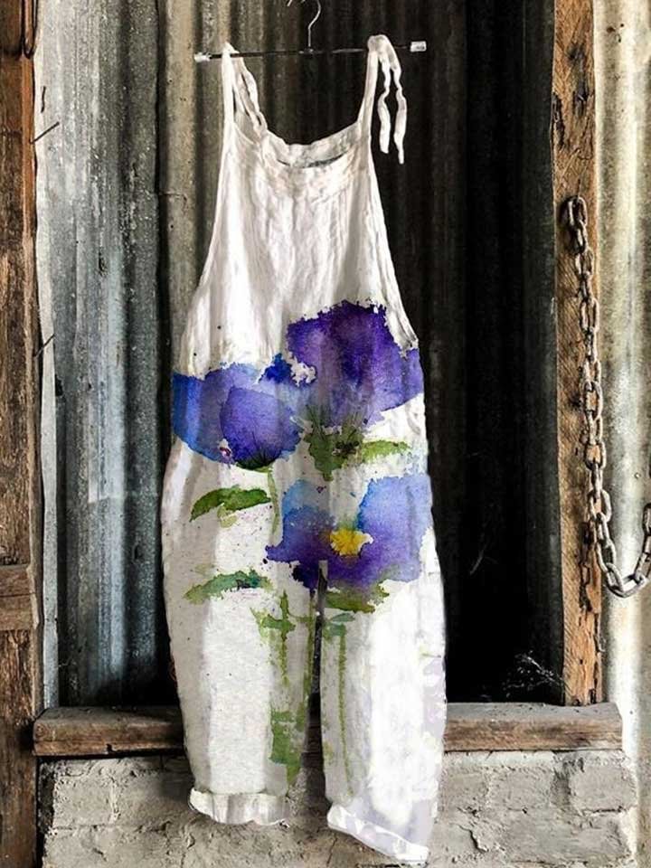 Retro casual floral print Jumpsuit